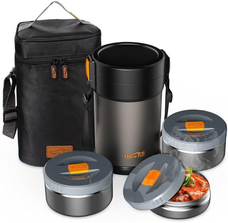 Home Puff Contigo-L Lunch Box Stainless Steel Vacuum Insulated, with Bag 3 Containers Lunch Box  (2000 ml, Thermoware)