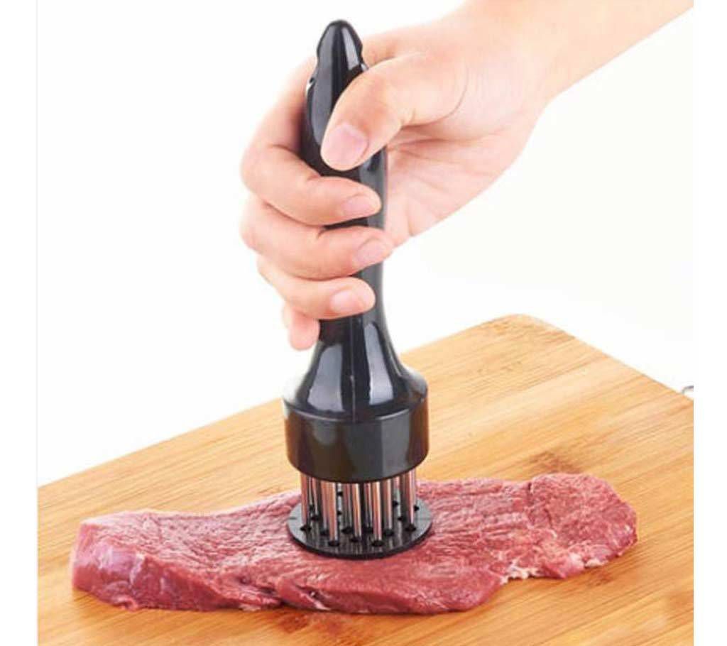1 Black Professional Meat Tenderizer With 24 Stainless Steel Needles Kitchen Tool