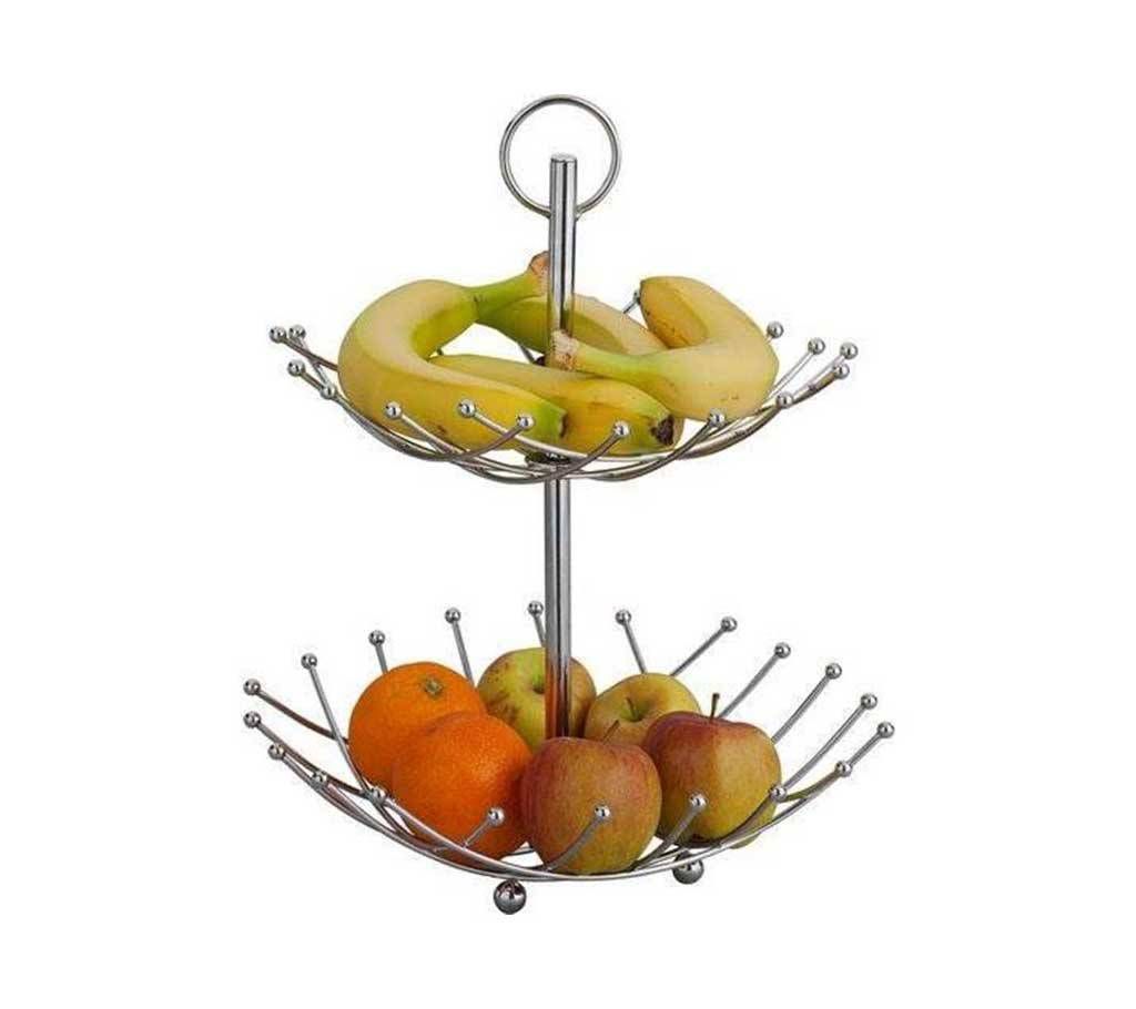HOME 2 Tier Fruit Bowl - Silver