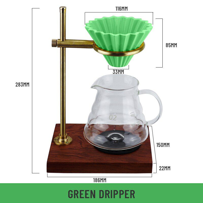 Pour-Over Coffee Dripper with Wood Stand - Heavy-Duty - Adjustable height