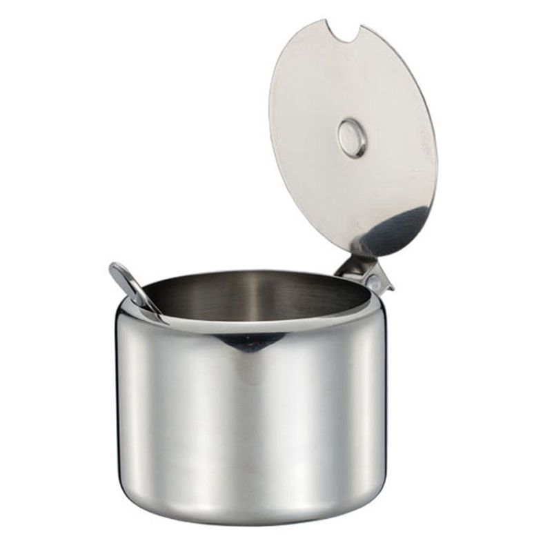 Stainless Steel with Lid and Spoon Sugar Bowl Seasoning Jar Seasoning Jar Tableware Spice Container