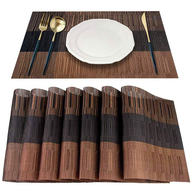 Placemat  8 Woven Vinyl Placemats Per Group  Bamboo PVC Insulation Mat Meal Suitable for Kitchen Table