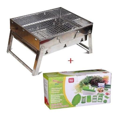 Outdoor Portable Bbq Stove and Nicer Dicer Plus - Silver