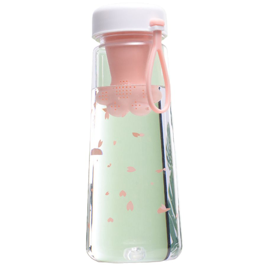 550ml Water Bottle Heat Resistant Leak-proof Cat Claws Tea Filter Cherry Blossoms Print Water Cup for Home