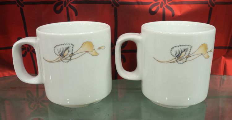 Coffee, Tea, Milk, Ceramic Mug ,Flower Design 2 Piece