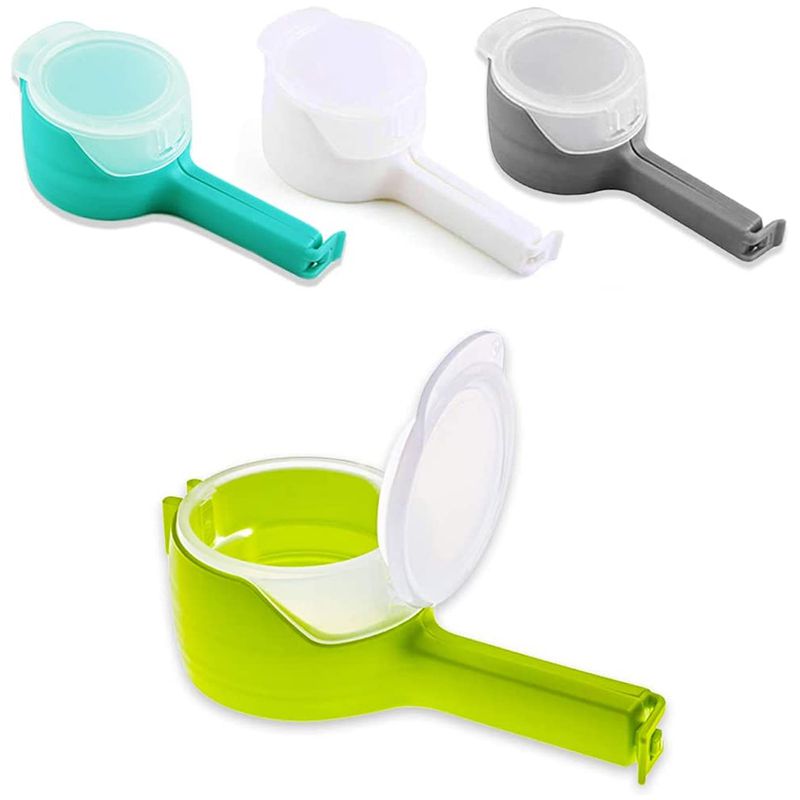 Individual 4 Pack Food Storage Bag Sealing Clips with Pour Spouts, Chip Bag Clips Great for Kitchen Food Storage and Organization Exquisite Product