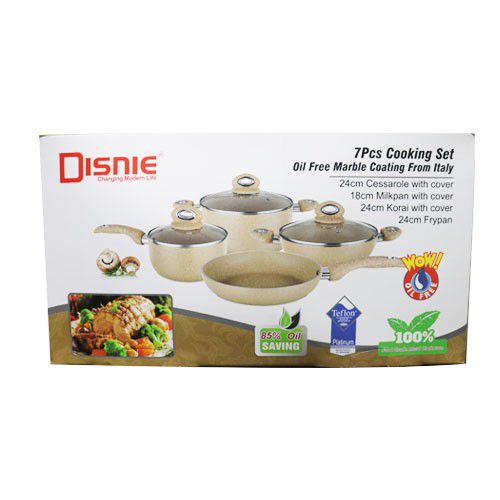 Disnie Marble Coated Induction Bottom Nonstick 7 Pcs Cookware Set