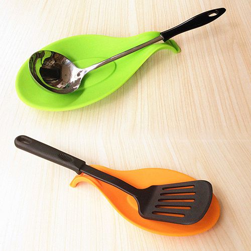 Silicone Heat Resistant Spoon Fork Mat Rest Utensil Spatula Holder Kitchen Tool