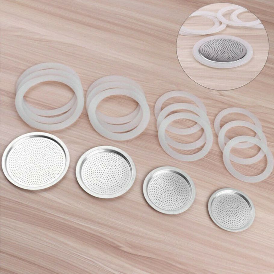 3/6/9/12 Cup 3 Silicone Gaskets And Aluminum Filter Moka Pot Coffee Bottle Replacement Compatible With Moka Express