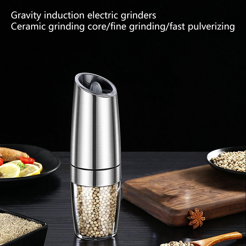 Electric Automatic Mill Pepper and Salt Grinder LED Light Peper Spice Grain Mills Porcelain Grinding Core Kitchen Tools