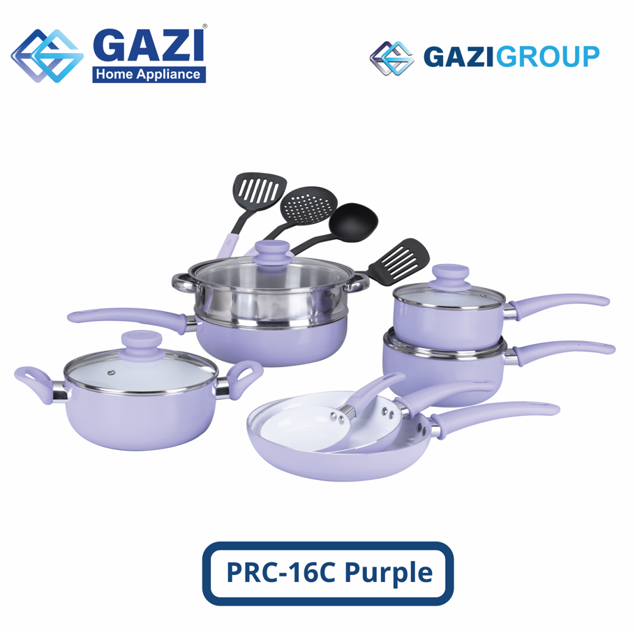 Gazi Non-Stick Cookware Set 16 pcs - PRC-16C - Purple