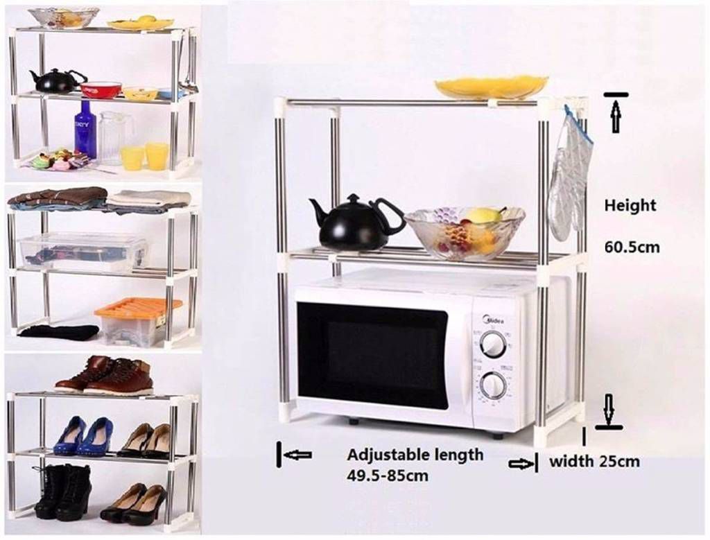 Microwave Oven Stand Shelf Side Organizer