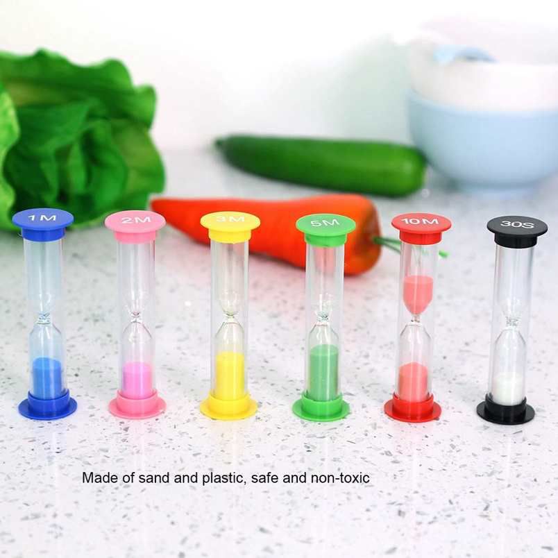 6pcs Colorful Sand Glass Timer Hourglass for Cooking Baking Game Exercise Decor