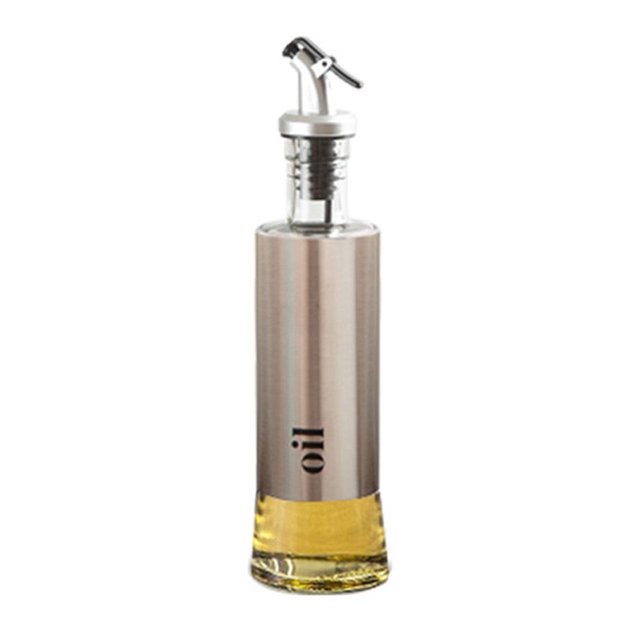 Oil Dispenser Glass and Stainless Steel Bottle for Kitchen 500ml / 17fl oz (1 Pcs bottle)
