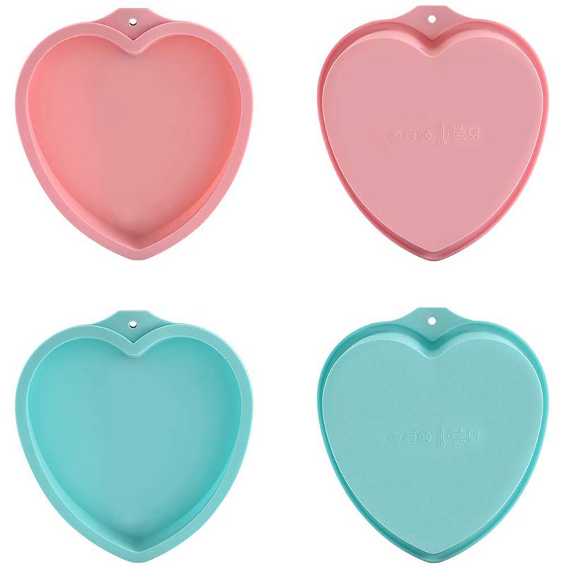 4 Pieces of 8-Inch Heart-Shaped Rainbow Cake Plate Silica Gel Mold Cake Mold Layered Baking Plate Grinding Tool