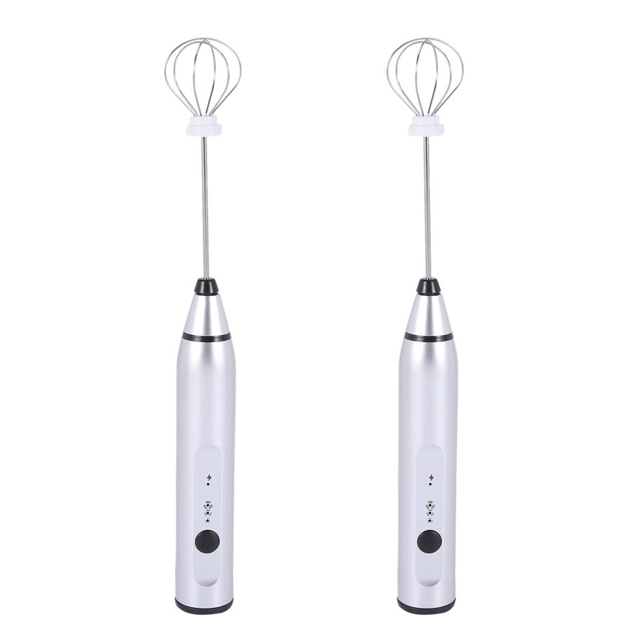 2X Rechargeable Electric Milk Frother with 4 Whisks, Handheld Foam Maker for Coffee, Latte, Cappuccino, Hot Chocolate