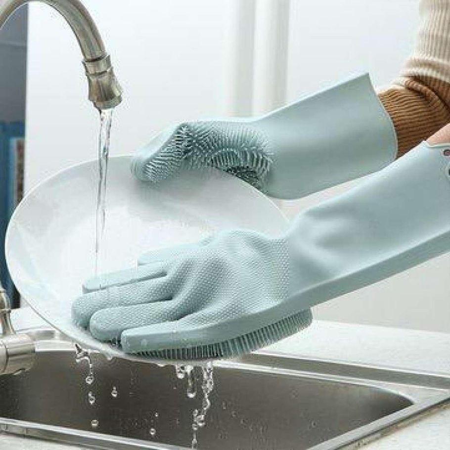 High Quality Silicone Dish Washing Kitchen Hand Gloves ( With Box)