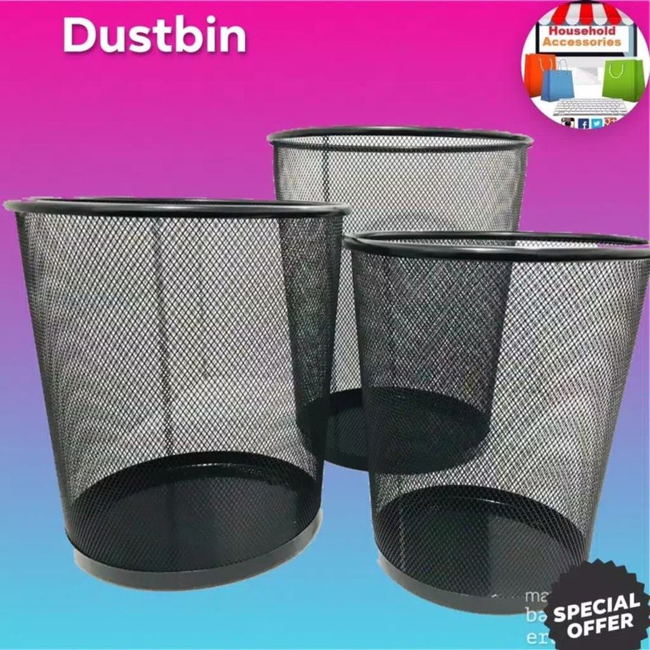 Iron Net Classical Trash Can, Simple Designed Garbage Can Ash Bin Dust Bin Trash Container for Home Office Kitchen Bathroom