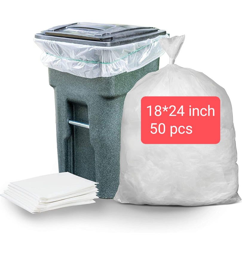 High Quality Crystal clear Plastic Flat poly Bag Disposable transparent PVC polythene Film for storage Garbage Trash /Garbage bags  18*24 inch 50 pcs