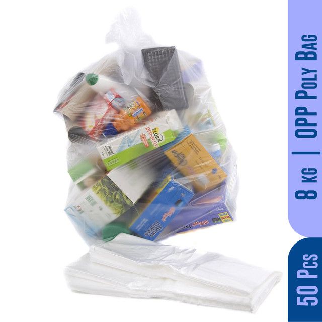50 Pcs 18 x 24 inch 8 kg Heavy Duty Regular Use Transparent OPP Carry Bag Clear Poly Bag