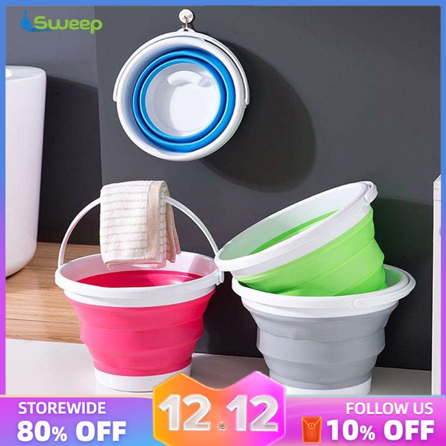 Foldable Silicone Bucket Collapsible Basin Bowl for Travel Camping Hiking Fishing
