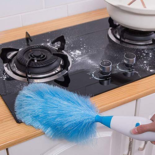 Go Dust Electric Feather Spin Motorised Cleaning Brush Set Home Duster Feather Dust Cleaner Brush for Home, Office, Car