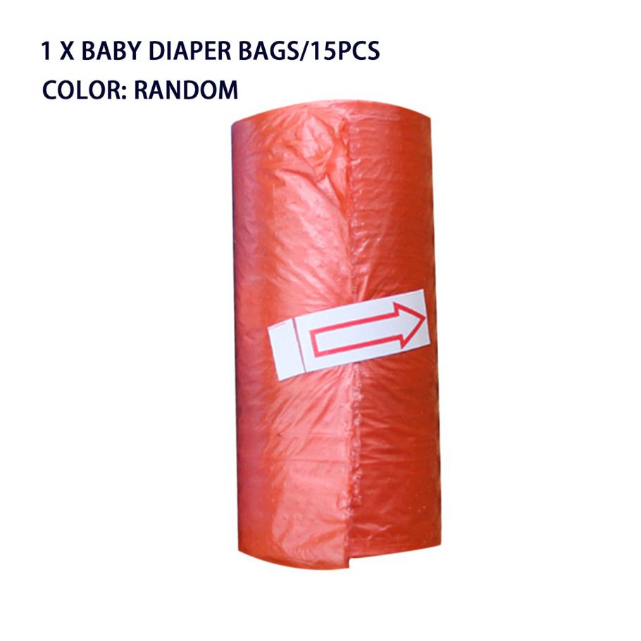 15pcs/roll Baby Diaper Bags Portable Disposable Baby Pet Garbage Rubbish Bags-red