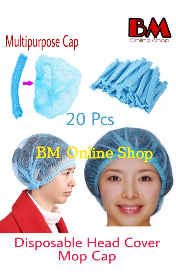 20 Pcs Cooking Kitchen Multipurpose Head Cover Hair Net Senga Bouffant Mop Clip - Medical Anti Dust Tissue Mob Cap