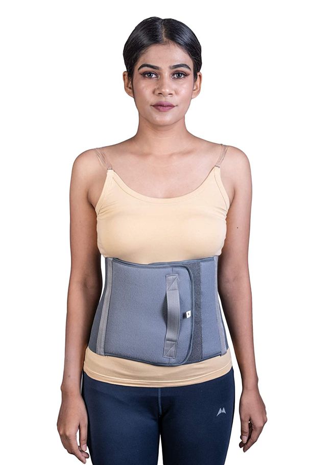 Abdominal Belt after delivery Tummy Reduction Trimmer Belly Slimming Binder for Women & Men Abdomen Compression Support Grey Hook and Loop closure