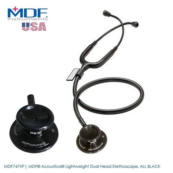 MDF Acoustica Lightweight Dual Head Stethoscope - All Black Edition, MDF747XP-all