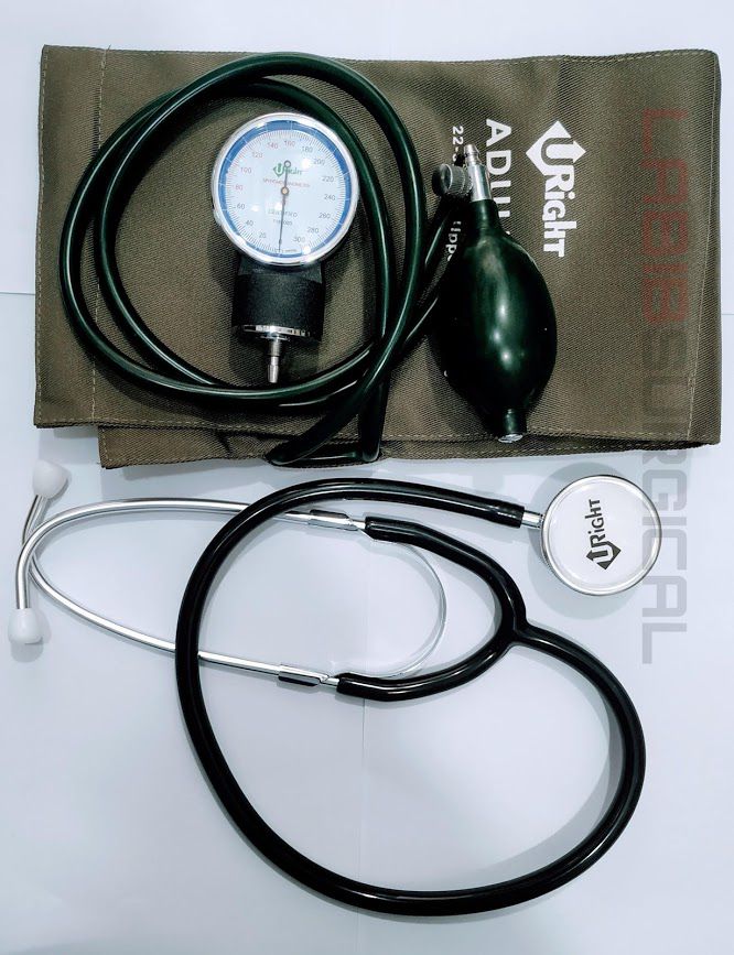 U-RIGHT Aneroid Spygmomonometer Manual Blood Pressure Machine with Double Head Stethoscope