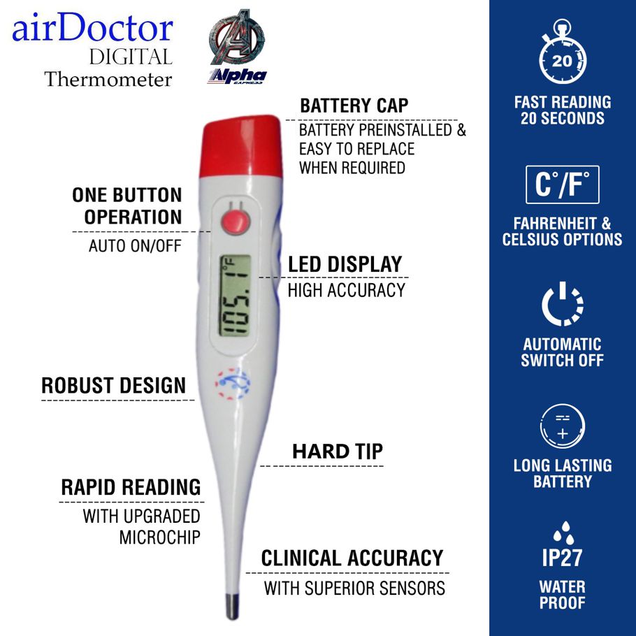 AirDoctor Digital Thermometer Cheap Price Waterproof Flexible Medical Equipment Trusted Brand By AE