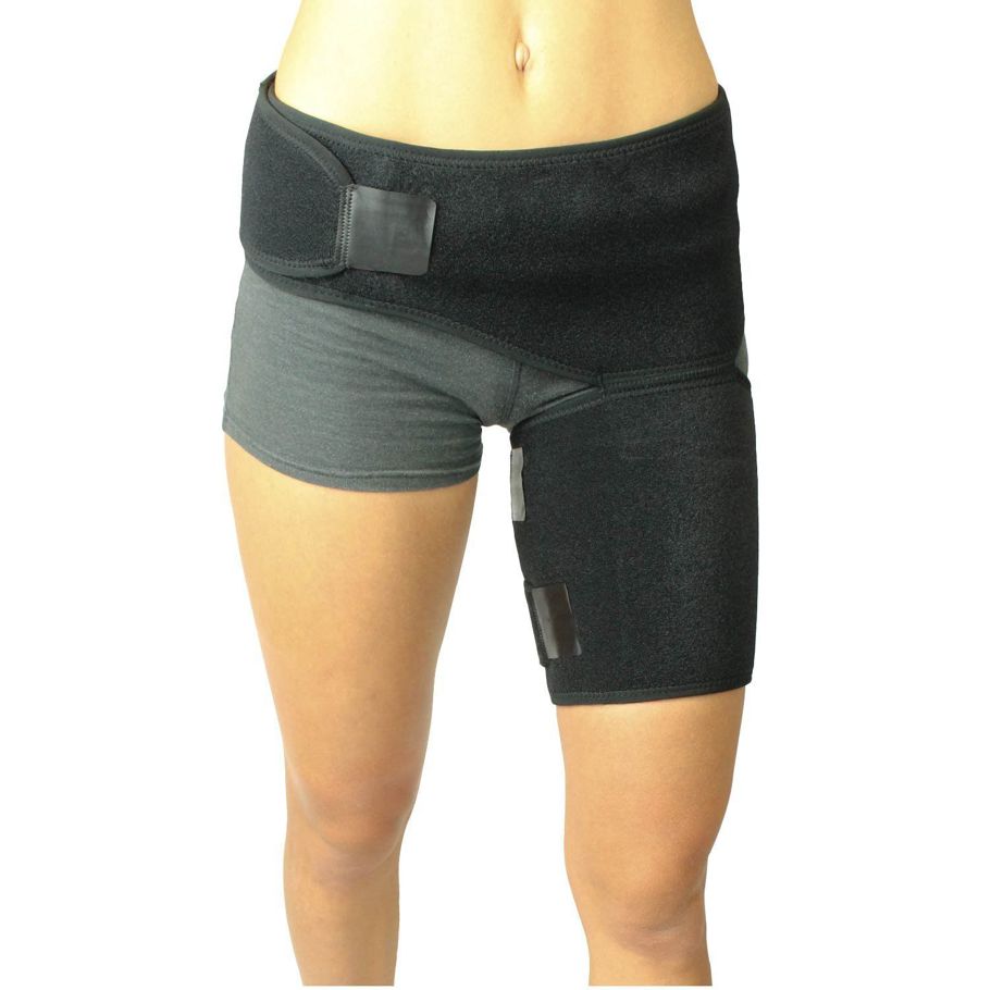Thigh Support Compression Health Brace Wrap Black Sprains Therapy Groin Leg Pain Hip -