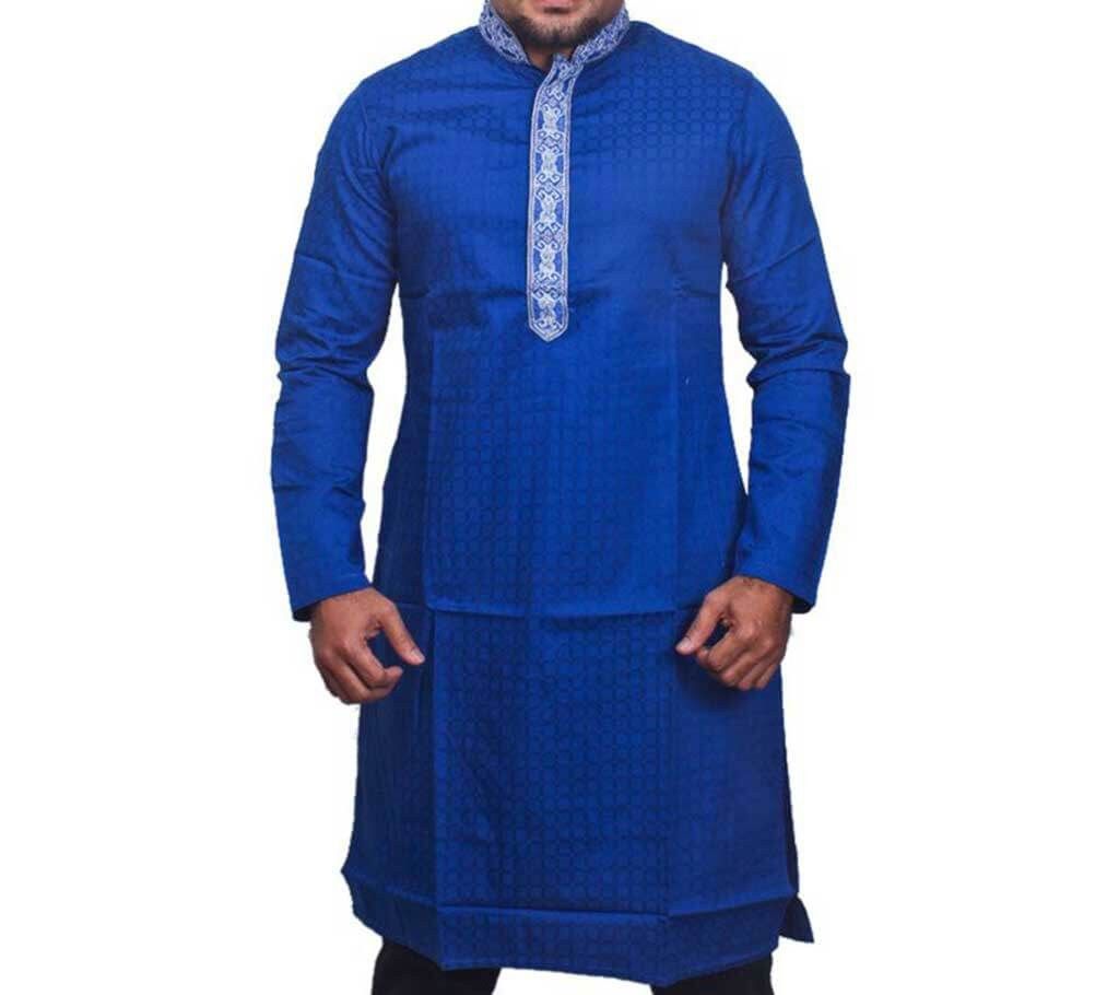slim fit cotton long Punjabi-blue