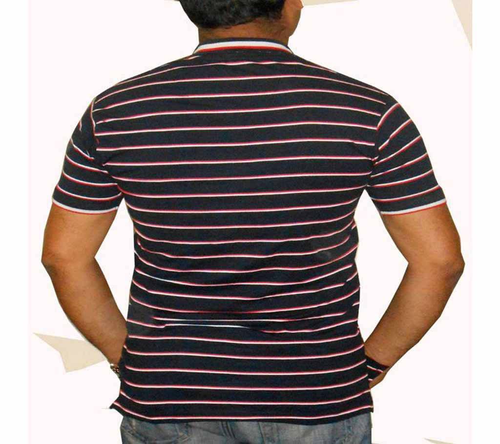 Gents Half-sleeve Striped Polo Shirt