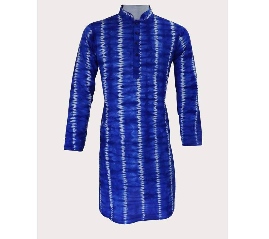 Batik Cotton Semi Long Panjabi Blue IFIBL001