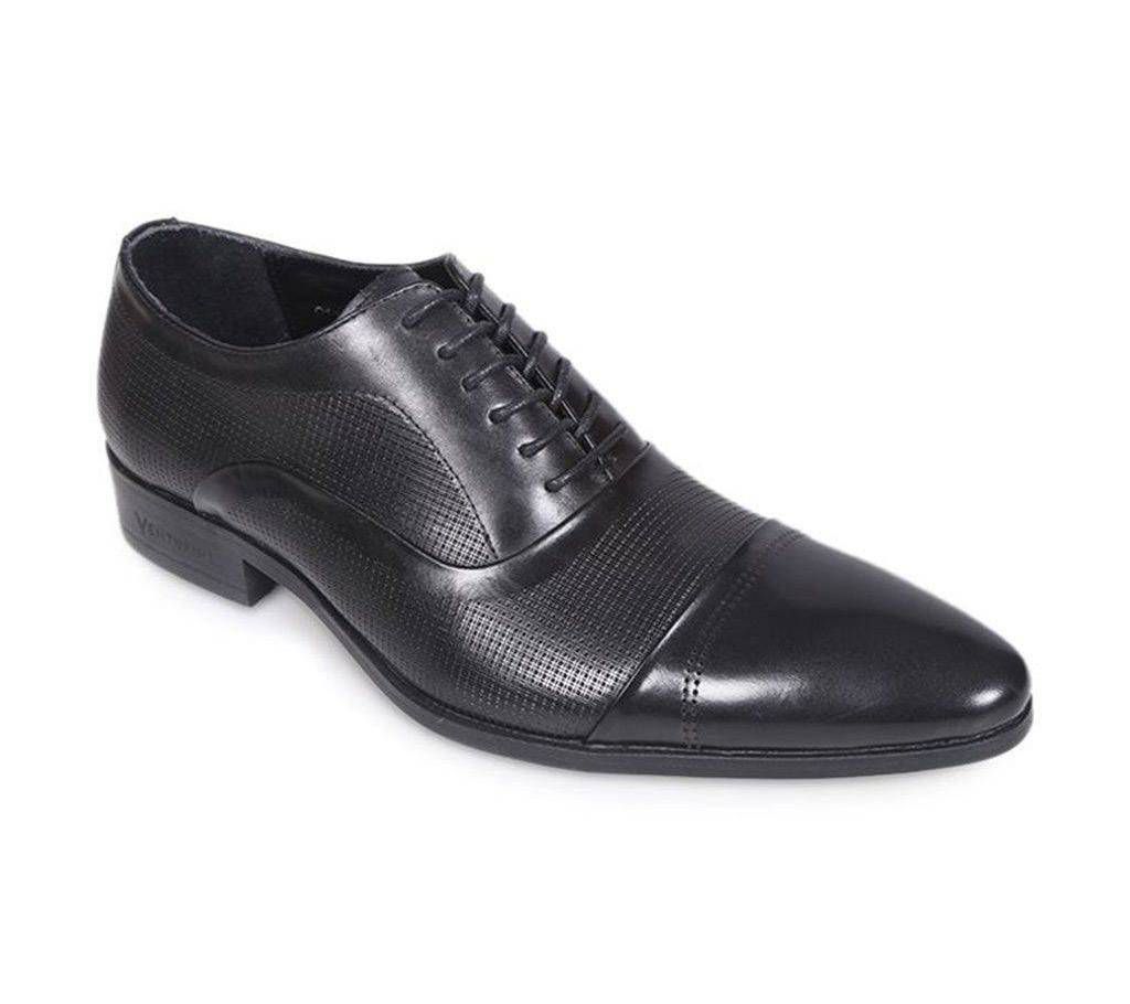 Venturini Men's Black Embossed Leather Casual Shoe

