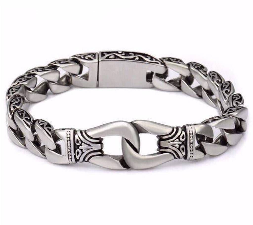Menz Stainless Steel Silver Color Round Bracelet