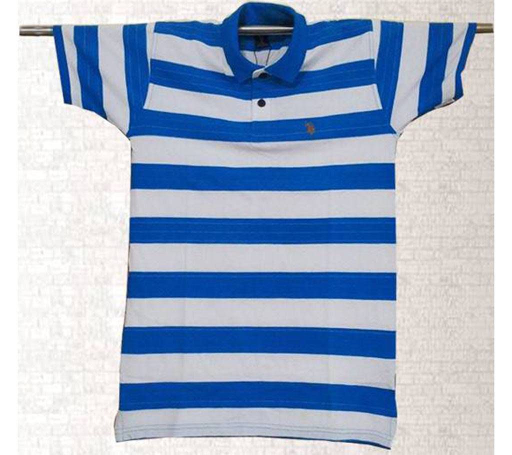 Half-Sleeve Striped Polo Shirt for Men