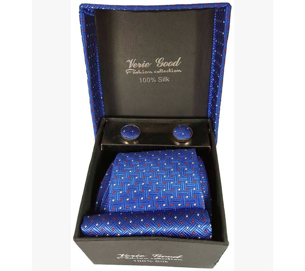 Official Blue patent silk tie 