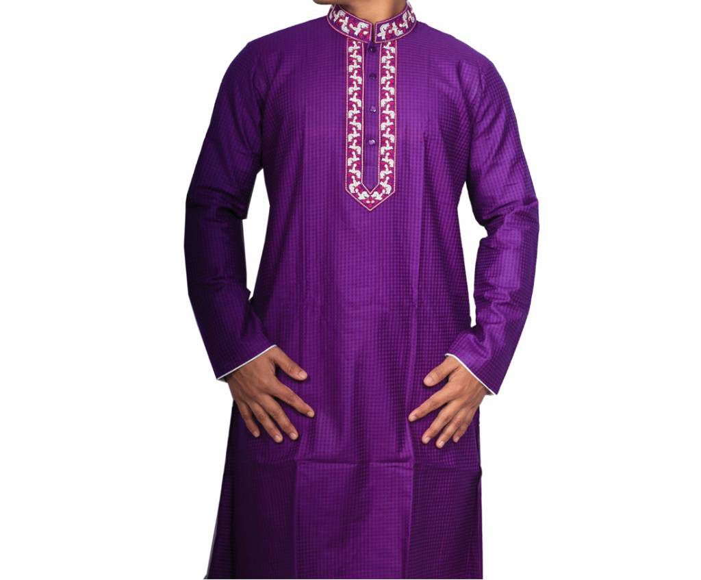 Mens Purple Cotton Panjabi