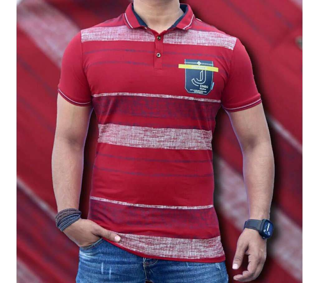 Red collar blue pocket Polo Shirt