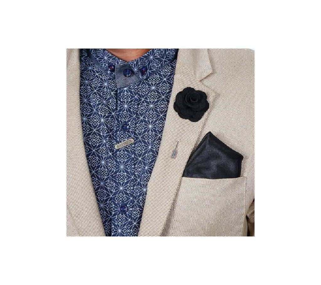 Flower Suit Lapel Pin with Pocket Square