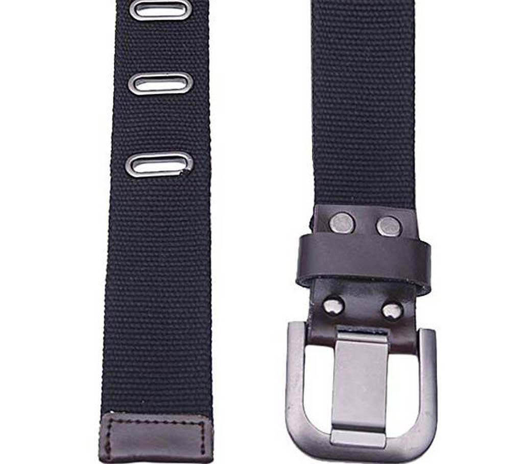 Black Fabric Casual Belt For Men