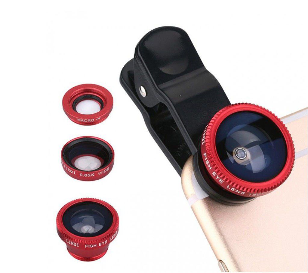 3 in 1 Mobile Camera Zoom Lens (Red)
