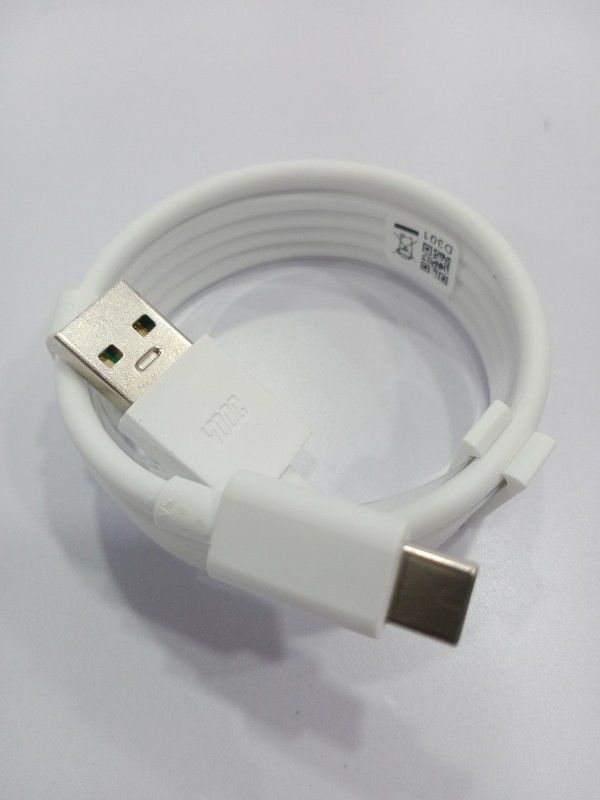 NUKAICHAU USB Type C Cable 6.5 A 1.00395999999995 m Copper Braiding mi data cable  (Compatible with 65W DART/WARP/VOOC/DASH/SUPERVOOC/SUPERDART CHARGER CABLE, White, One Cable)
