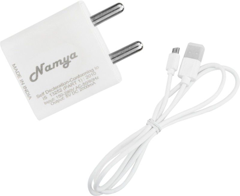 NAMYA 5 W NA 1 A Mobile 2A. FAST CHARGER &SYNC/DATA CABLE FOR V__VO Y66 Charger with Detachable Cable  (White, Cable Included)