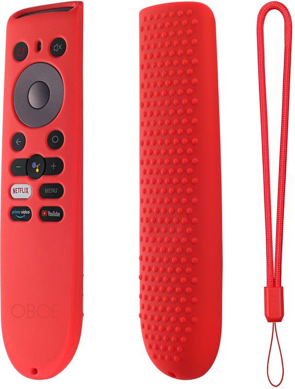 Oboe Front & Back Case for Oneplus Y1 Smart LED TV Remote Full Wrap Remote Cover Anti-Lost with Loop  (Red, Silicon, Pack of: 1)