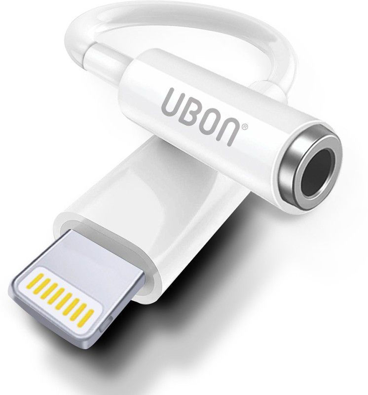 Ubon White WR-466 3.5 mm Headphone Jack Adapter Connector Supported Music Control and Calling Function Audio Adapter Phone Converter  (Yes)