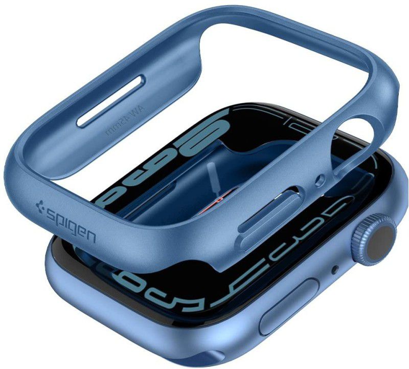 Spigen Thin Fit Bumper Case for Apple Watch 8 / 7 (45mm)  (Blue, Shock Proof, Pack of: 1)